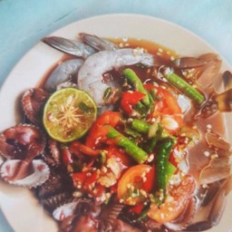 ส้มตำถั่วกุ้ง+หอยแครง