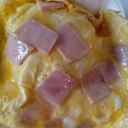 Creamy Omelet With Ham On Rice