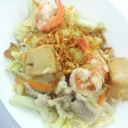 ผัดกระหล่ำกุ้ง+เต้าหู้ปลา+หมู