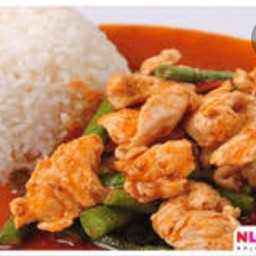 ข้าวราดพริกแกง หมุ,ไก่,หมุสับ,หมุยอ