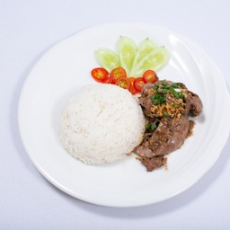 ข้าวกระเทียมพริกไทยดำ ตับ