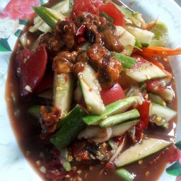 ตำเเตงปลาร้าหอยดอง