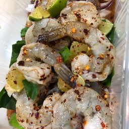 ลาบกุ้งสดมะนาวซี๊ด