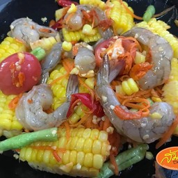 ตำข้าวโพดกุ้งสด