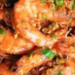 กุ้งทอดพริกเกลือราดข้าว