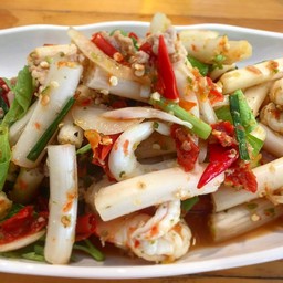 ยำไหลบัวหมูสับ+กุ้ง