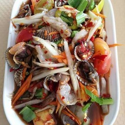 ตำกุ้งสด หอยแครง