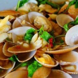 หอยลาย ผัดโหระพาพริกขี้หนูสด