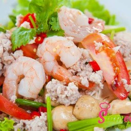 ยำหมูสับ+กุ้ง