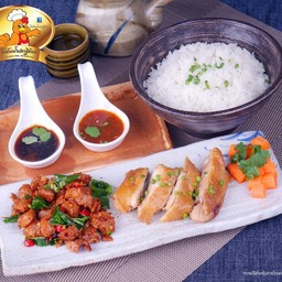 ข้าว+สะโพก+ไก่คั่วพริกเกลือ