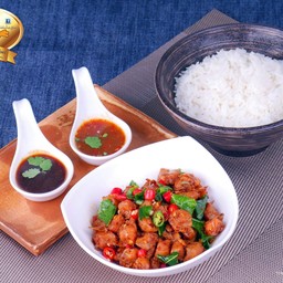 ข้าว+ไก่คั่วพริกเกลือ