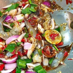 ตำหมึกกุ้งสด2นางหอย