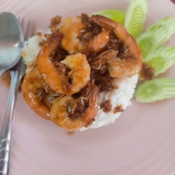 กุ้งกระเทียม ราดข้าว