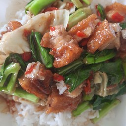 คะน้าหมูกรอบราดข้าว