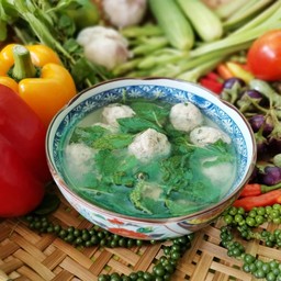 ต้มหมูสับใบกะเพรา