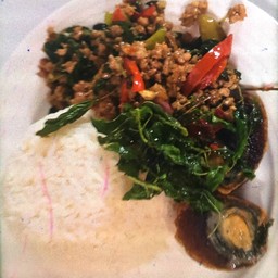 ข้าวราดกระเพราไข่เยี่ยวม้า