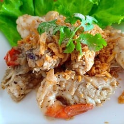 ร้านโอมโอชากุ้งเผา บางเลน