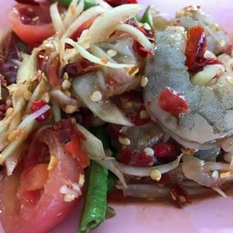 ตำปลาร้ากุ้งสด  (ดิบ)