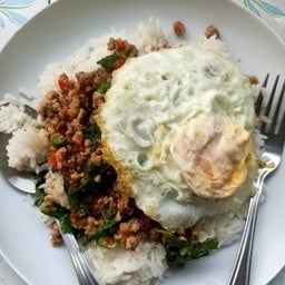 กระเพราหมูสับไข่ดาว