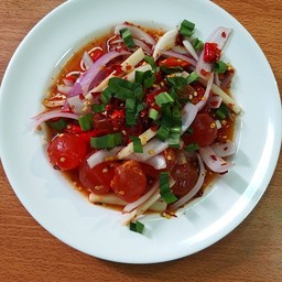 ยำไข่แดงเค็ม spicy salted egg yolk salad
