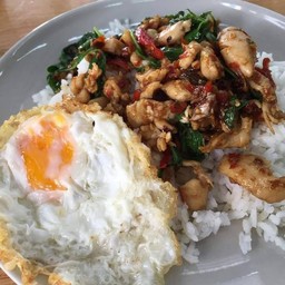 กระเพาไก่ไข่ดาว