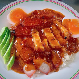 ข้าวหมูแดง+หมูกรอบ