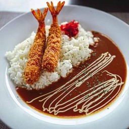 ข้าวแกงกระหรี่กุ้งทอด
