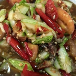 ตำแตงปูปลาร้าหมูยอ