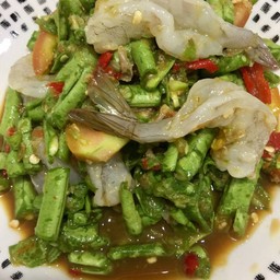ตำถั่วกุ้งสด