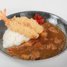 D15 ข้าวหน้าแกงกะหรี่กุ้งทอด