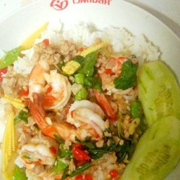 กระเพรากุ้งหมูสับ