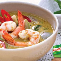 แกงเขียวหวานกุ้ง กับข้าว
