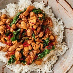 Thai basil chicken with roce