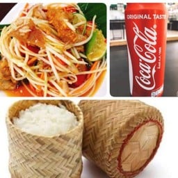 ตำไก่ทอดข้าวเหนียวโค๊กกระป๋อง