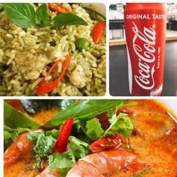 ข้าวผัดเขียวหวานต้มยำกุ้งโค๊ก