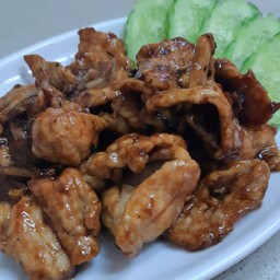 หมูทอดกระเทียม (กับข้าว)