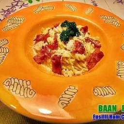 พาสต้าคาร์โบนาร่าแฮม & เห็ดแชมปิญอง