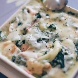 ผักโขมอบชีส&เห็ดแชมปิญอง (มังสวิรัติ)