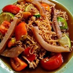 ตำซั่วมาม่าปบาหมึกกรอบ