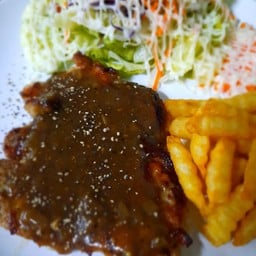 สเต็กหมู พริกไทยดำ