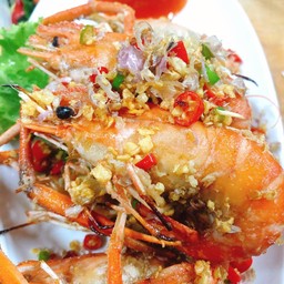 กุ้งแม่น้ำคั่วพริกเกลือ150บาท