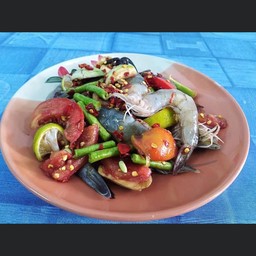 ตำเกาเหลากุ้งสด