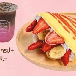 เซต H2 บานาน่าสตอเบอรีาเครป + สตอเบอรี่ลาเต้
