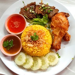 ข้าวหมกเนื้ออก + ไก่ทอด
