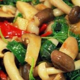 ผัดเห็ดรวมน้ำมันหอยใส่เต้าหู้เจ