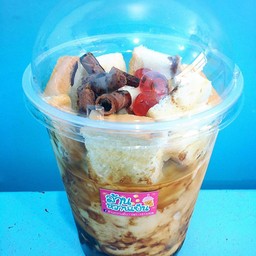 ปังเย็นนมสดบราวน์ชูก้า+ฟรีท็อปปิ้ง4อย่าง