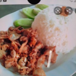 หมูทอดกระเทียมราดข้าว
