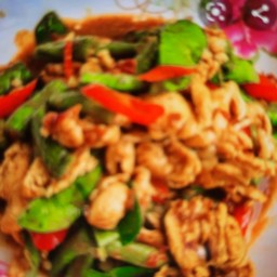 ผัดเผ็ดไก่กับข้าว