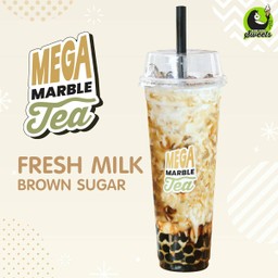 Brown sugar fresh milk Mega marble tea (แก้ว 28 oz)