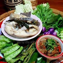 แจ่วพริกขี้กา+ปลานิลนึ่ง+ผักสำมะปิ